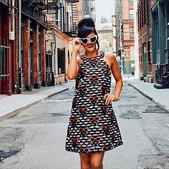 Anthropologie Dress Hutch Face Sunglass Print Dress Size XS BLOGGER FAVORITE - Picture 8 of 14